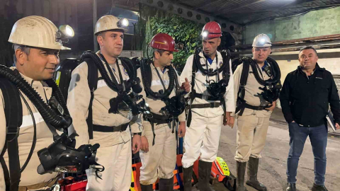 Maden işçileri yangın tatbikatı yaptı