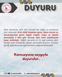 Bartın’da kamu çalışanlarına kar tatili