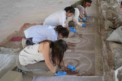Anadolu’nun en büyük 3 Roma villasından biri olan bin 800 yıllık villadaki mozaikler kurtarılıyor
