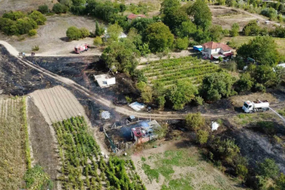 Korkutan ot yangını evlere sıçramadan söndürüldü
