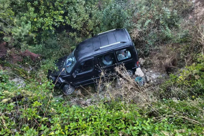 Yağış nedeniyle kontrolden çıkan hafif ticari araç şarampole uçtu: 1 yaralı
